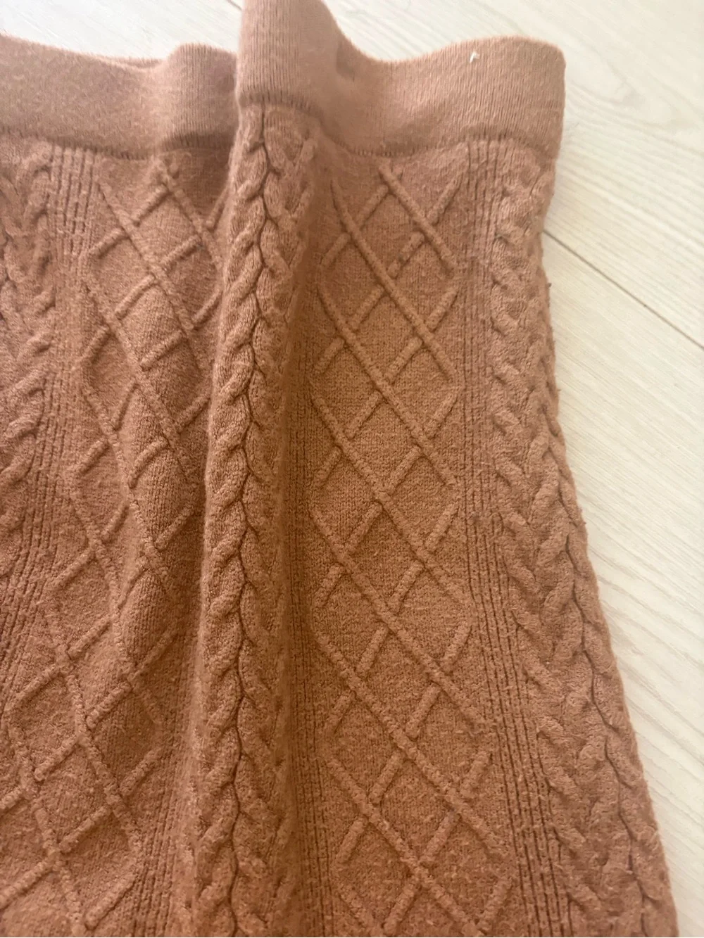 Brown Cable Knit Pencil Skirt